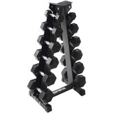 210 lb. (5-30 lb.) Rubber Dumbbell Set with 6 pair Vertical Rack