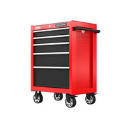 26-Inch W x 36.5-Inch H 5-Drawer Steel Rolling Cabinet, Red