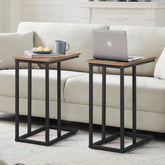 Set of 2 C-Shaped Sofa Side Tables, Small End Tables for Living Room, Bedside and TV Tray