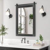 Modern Rectangular Wall Mirror with Wood Frame, Bathroom and Barn Door Mirror, Multiple Sizes