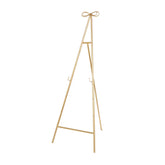 Tall Adjustable 3-Tier Metal Display Stand, Gold Floor Easel with Bow Top