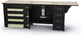 Sturdy Sewing Cabinet for Sewing, Cutting, Quilting and Crafting with Storage and Airlift, Black Finish