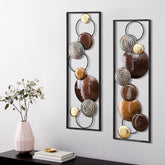 Set of 2 Modern Gold and Brown Metal Wall Decor, Abstract Decorative Wall Art for Living Room, Bedroom and Home Decoration