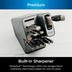 K32017 17 Piece Premium Knife System Block Set with Built-in Sharpener, Stainless Steel/Black