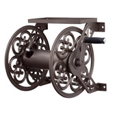 Steel Decorative Wall-Mount Garden Hose Reel, Bronze Outdoor Hose Storage Holder