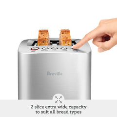 Die-Cast Smart Toaster, 2-Slice, Brushed Stainless Steel