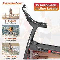 Folding Treadmill for Home with 15 Levels Auto Incline, 300LB Capcity, 10MPH Fast Speed Controls