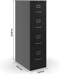 4-Drawer Lockable File Cabinet, Black
