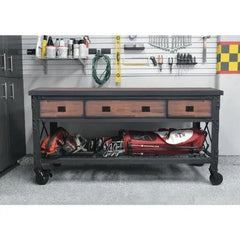 Building Products 72 in. 3-Drawers Rolling Industrial Workbench and Wood Top Configuration B