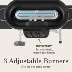 Portable Stand-Up Propane Grill with 3 Adjustable Burners& Instastart Ignition, 20,000 BTUs of Power for Outdoor Cooking