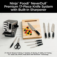 K32017 17 Piece Premium Knife System Block Set with Built-in Sharpener, Stainless Steel/Black
