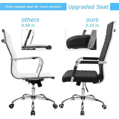 Ribbed High Back Office Chair, Ergonomic Conference Desk Chair for Home Office, Meeting Room and Workspace