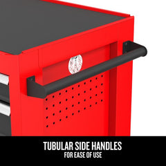 26-Inch W x 36.5-Inch H 5-Drawer Steel Rolling Cabinet, Red